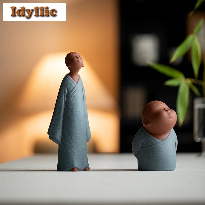 Purple Clay Little Monk Tea Pet Ze Tea Sculpture Tea Figurine Play Toys Tea Statue Ornaments Can Be Raised Supplies Collection