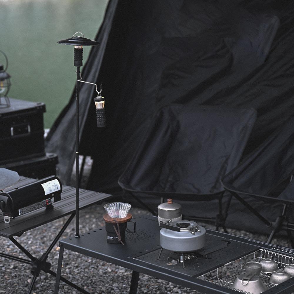 Black Portable Lantern Stand Aluminum Alloy Folding Lantern Stand Durable Light Stand  Outdoor Use