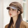 New Plaid Duck Tongue Octagonal Hat Female Beret Autumn and Winter Newsboy Painter Hat