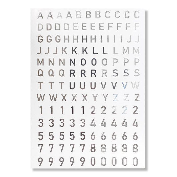 Stickers chiffres et alphabet transparents argentés 137 pièces