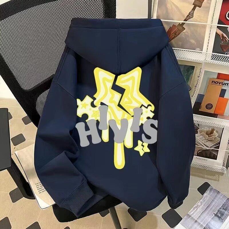 Trendy Brand Two-color Letter-printed Hooded Sweater for Men and Women, Loose Leisure In Autumn and Winter, College Style Velvet Top