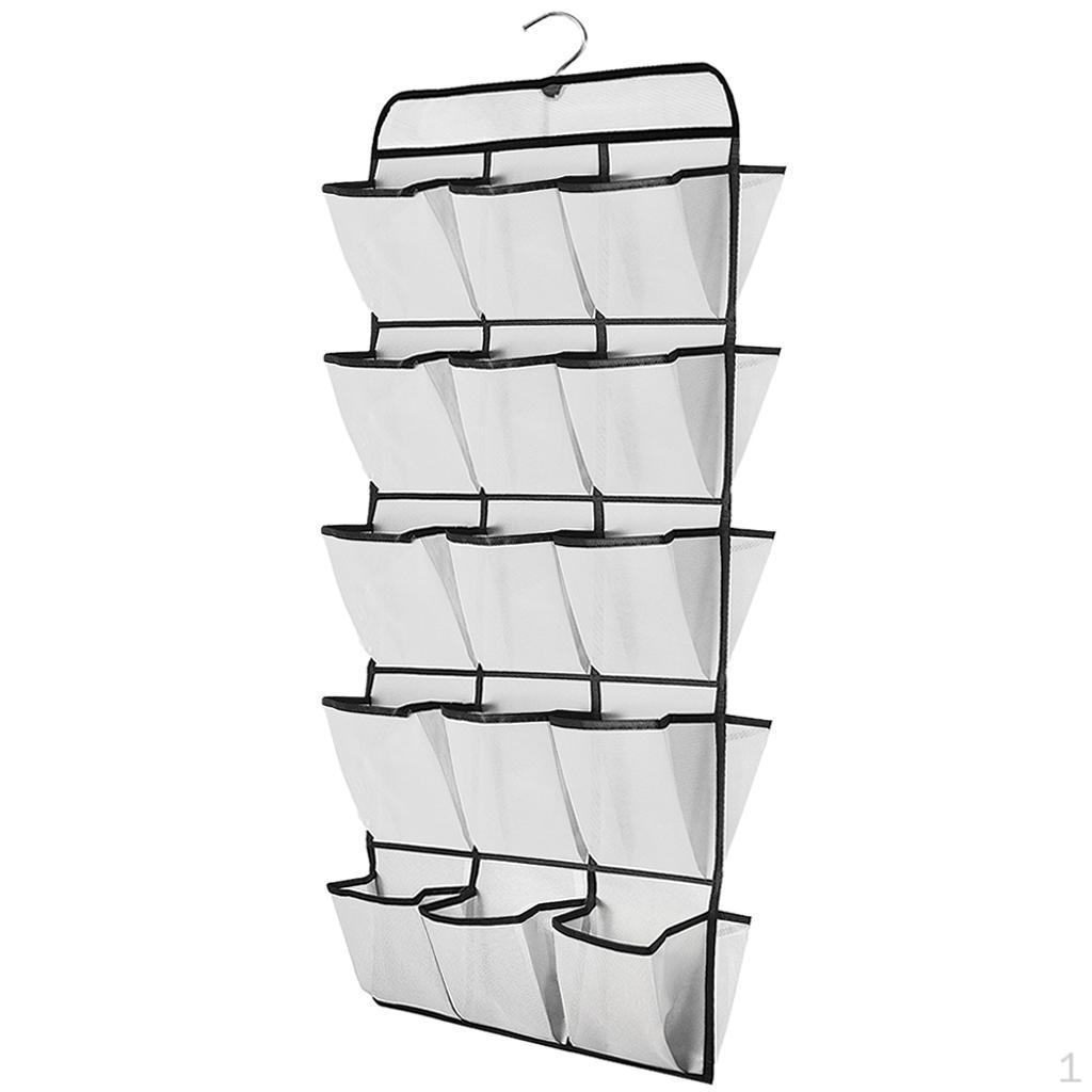 30 Large Pockets Dual Sided Hanging Shelves Organiser White