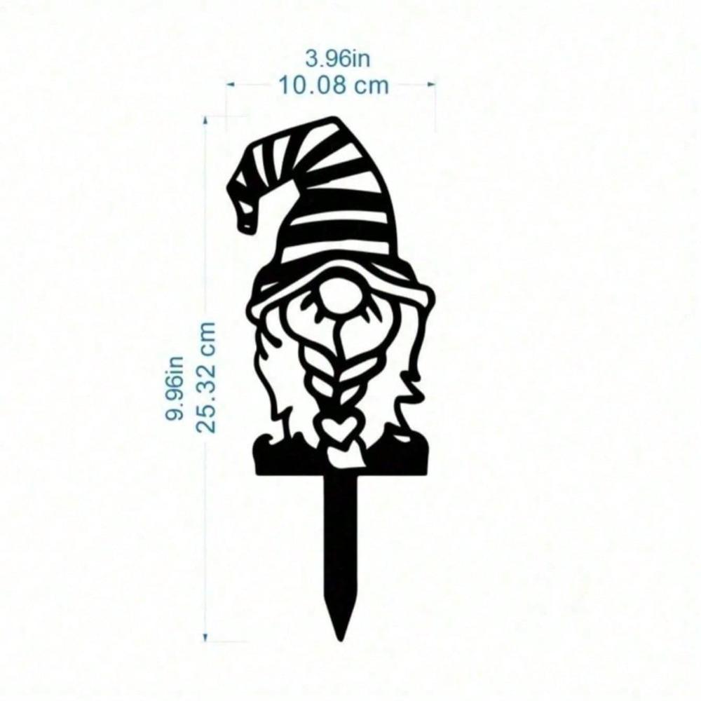 Creative Metal Garden Elf Statue with Stake, Outdoor Gnome Ornament for Lawn Patio Yard Decor, Whimsical Art Sculpture, Holiday Christmas Gift