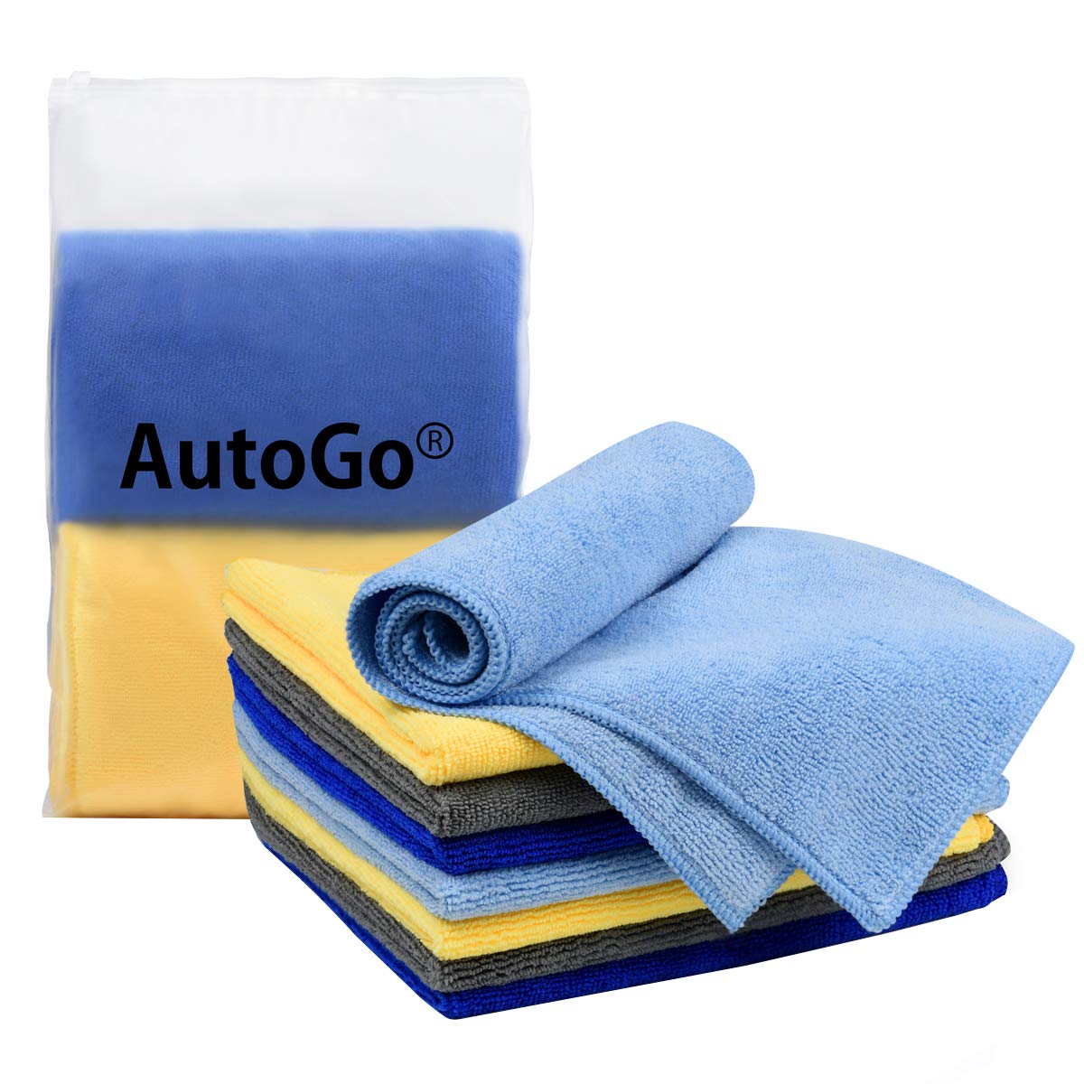 

AutoGo Microfiber Car Wash 40cm x 4 Colors Cloth, Absorbent, Quick-Drying, 40cm, (8-Pack)
