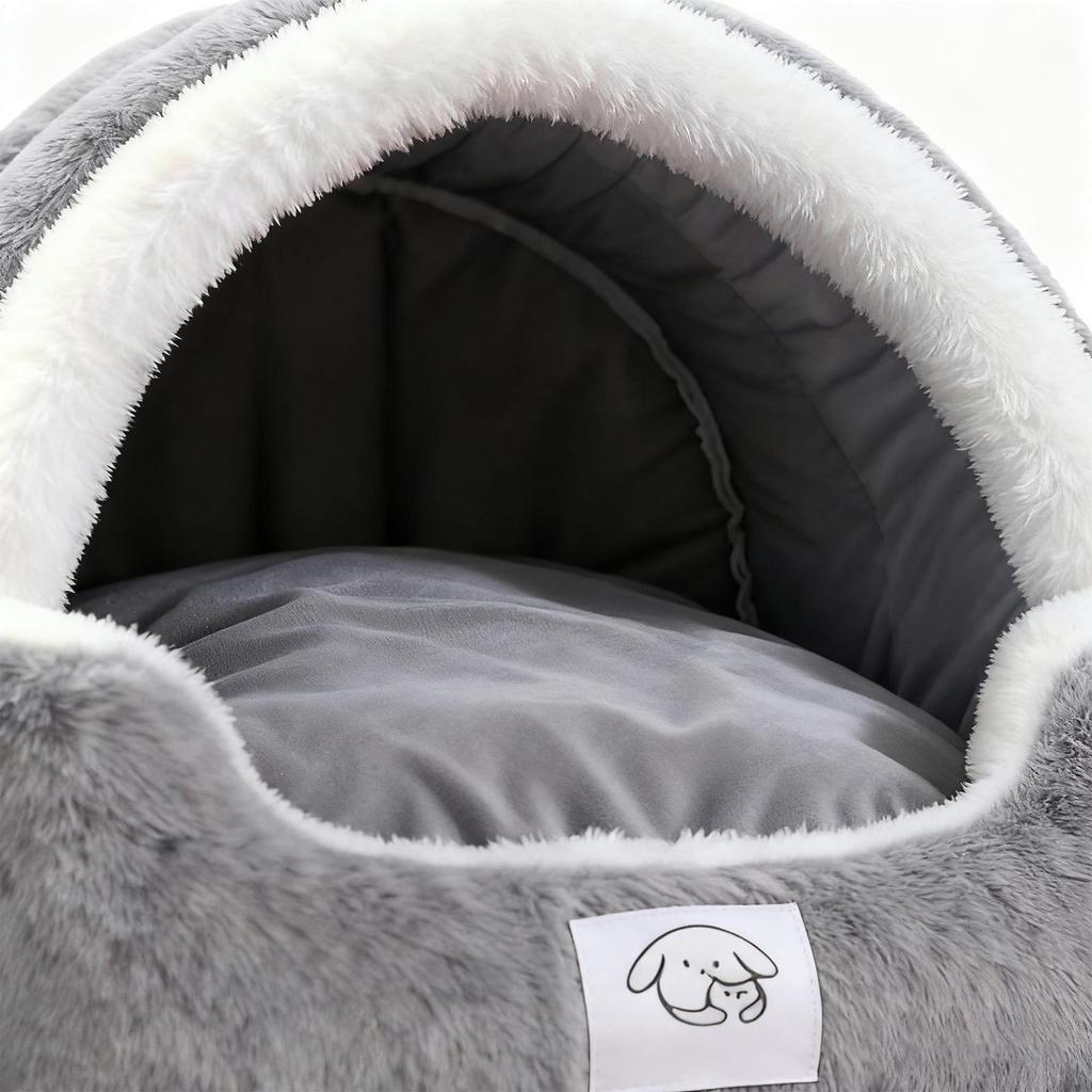 Winter Cat Warming And Sleeping Cave with Removable Pad Cold-Resistant Cat Calming Bed for Bedroom Patio Balcony