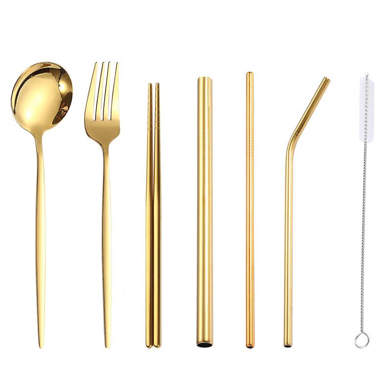 Portable 316 Stainless Steel Travel Cutlery and Straw Set