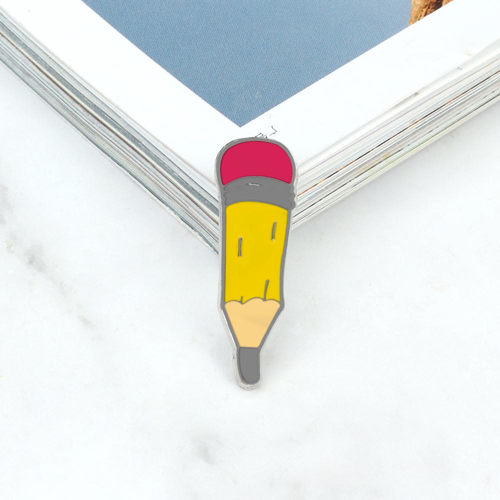Cartoon Stationery Enamel Pin for Student Creative Rainbow Pen Pencil Ruler Chain Brooches Children Backpack Lapel Badge Jewelry