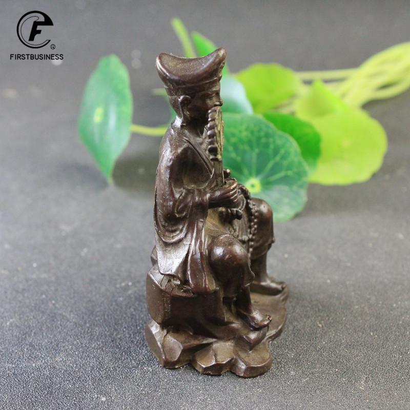 Antike Kupfer Ji Gong Mönch Statue Schreibtischornamente Retro Buddha Figuren Glücksbringer Feng Shui Heimdekorationen Handwerkszubehör