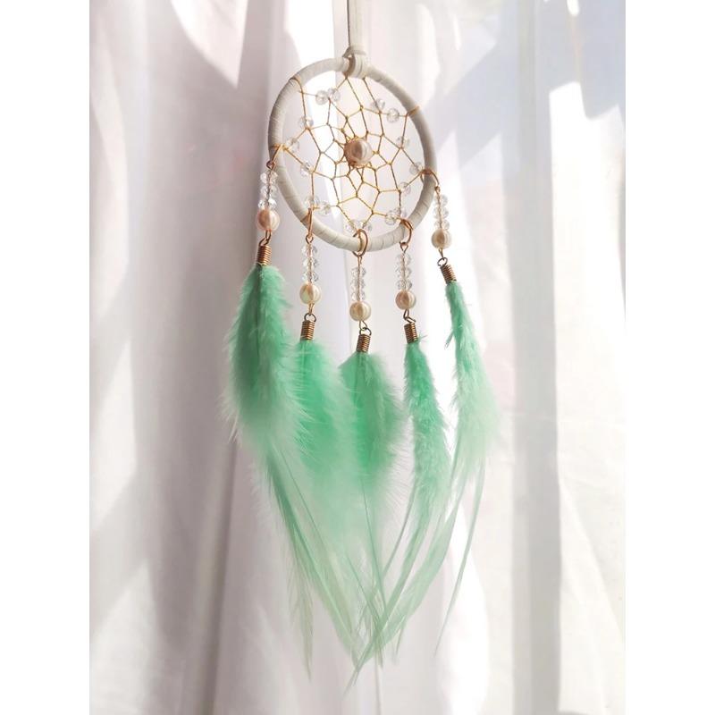 Creative Hand-woven Car Pendant Dream Catcher Feather Wind Chime Valentine's Day Gift Bedroom Hanging Ornaments Home Decoration