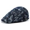 Unisex Denim Newsboy Cap With Embroidery Adjustable Bend Brim Hat Streetwear Casual Look
