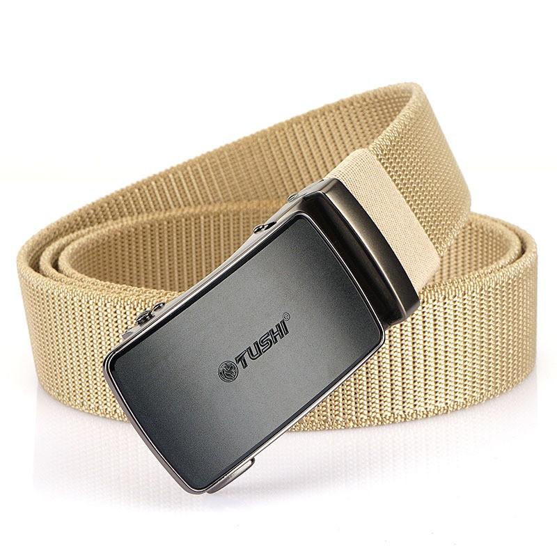 Automatic Buckle Elastic Nylon Waist Belt Outdoor Training Men's Pants