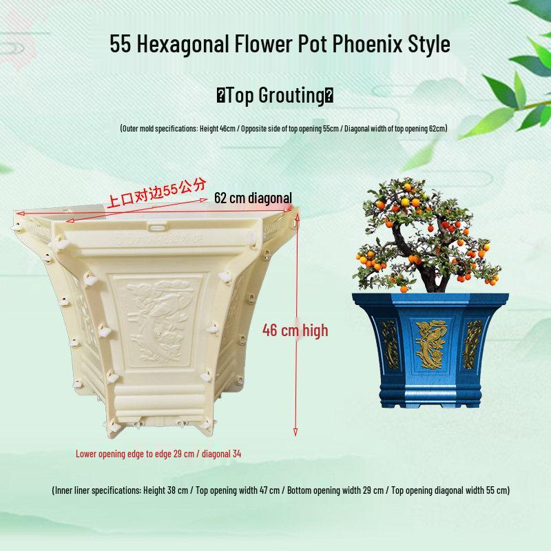 High-Leg Cement Flower Pot Mold - Six-Sided, Thick Plastic for Balcony Bonsai