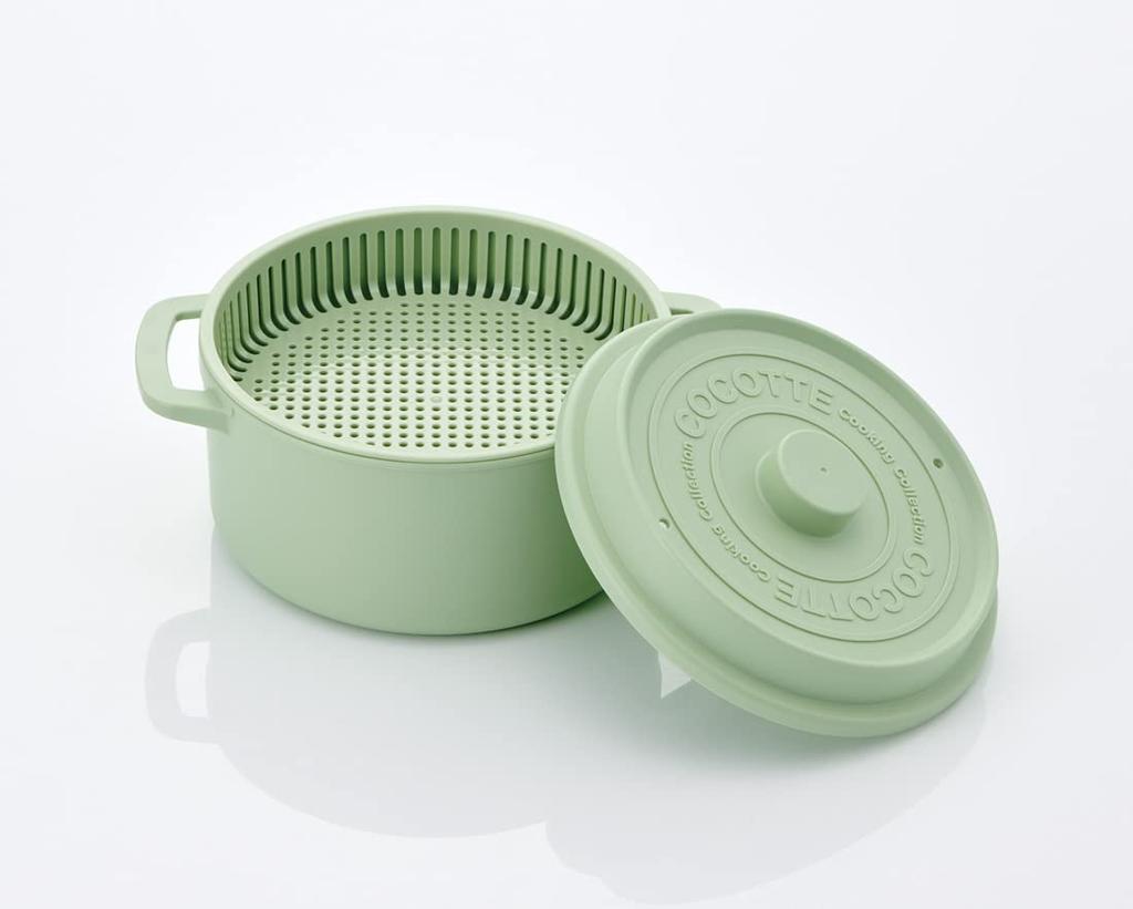 Skater Microwave Pot with Dishwasher Dull Made in Cocotte-Style Colander, Safe, 1600ml, 18cm, Green, Japan, MWCP2-A
