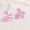 European and American pearl flower stud earrings white colored petal earrings women's high sense light luxury temperament niche earrings