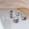 Super Immortal Purple Pink Diamond Sweet Cool Flower Opening Ring Jane Girl Niche Light Luxury Advanced Sense Stacking Wear Index Finger Ring