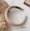 Retro French Wide Skull Top Sponge Headband for Women - Milk Coffee Color Hair Accessory
