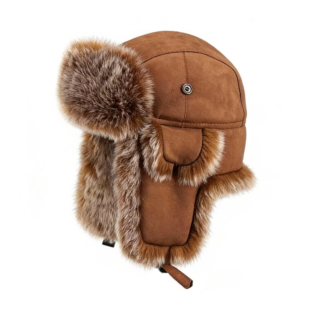 New Warm Bomber Hats Windproof Imitation Faux Fur Faux Fur Earflap Ski Cap Winter