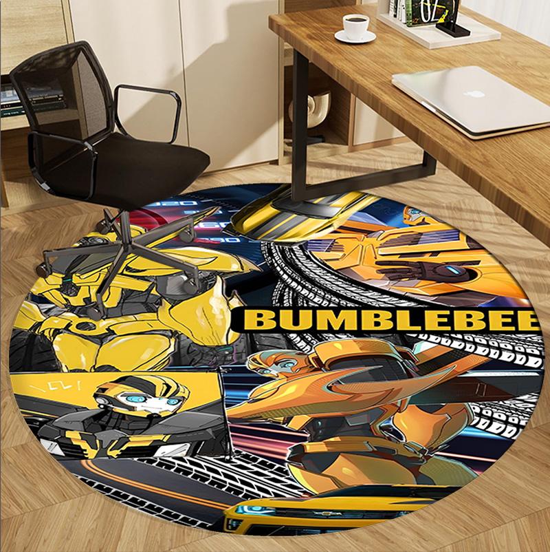 Bumblebee Pattern Round Rug, Indoor/Outdoor Mat, for Picnic, Gameroom, Bedroom, Office, Living Room, Home Decor Carpet, Birthday Gift