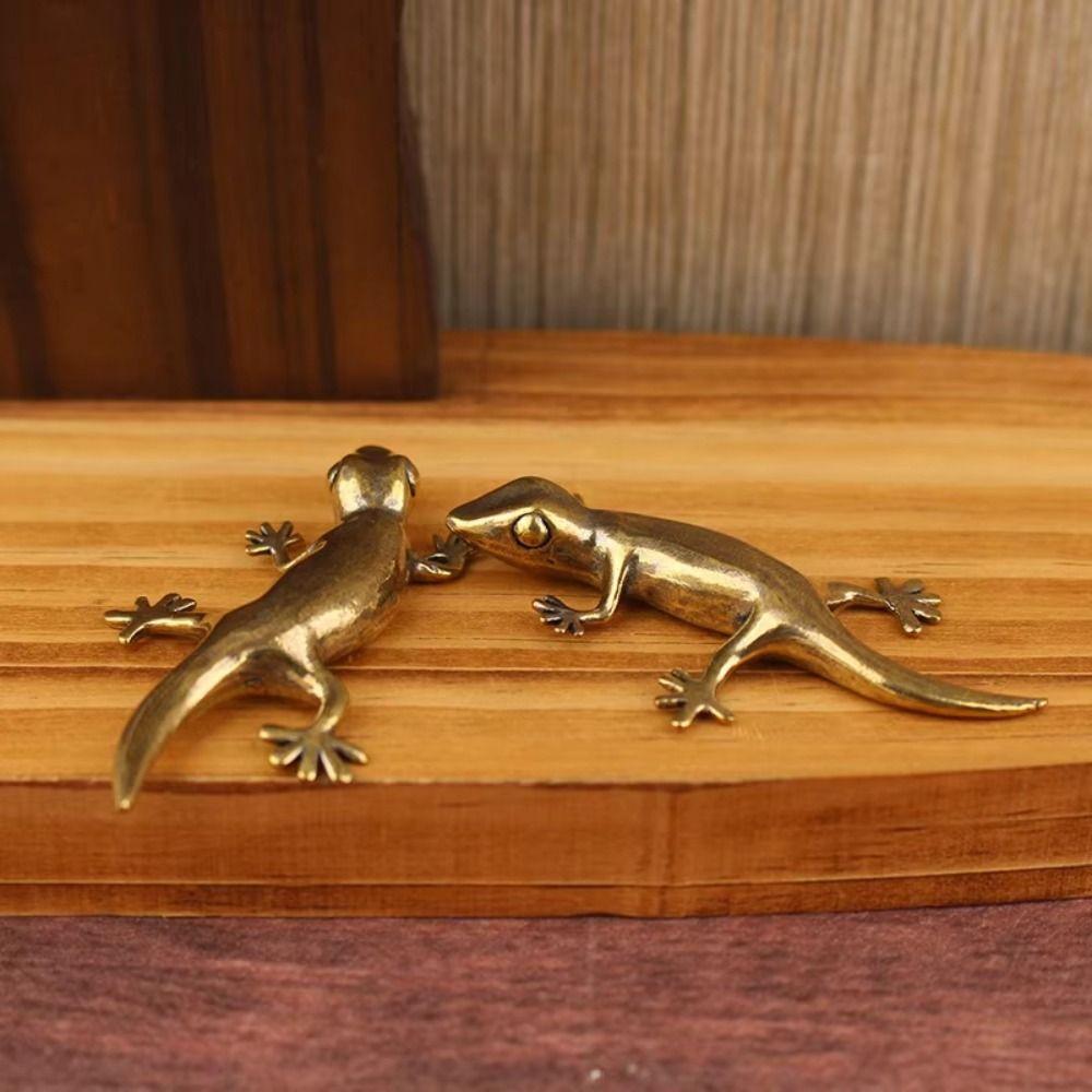 Bronze Animal Figure Vintage Desktop Decoration Decorative Gecko Figure Home Decor