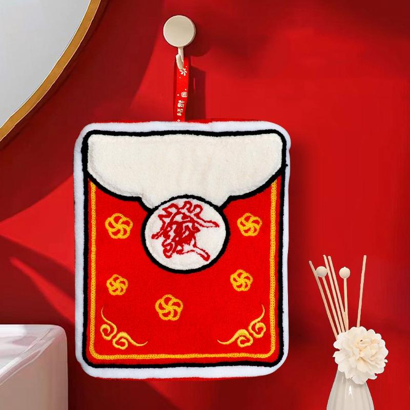 Chinese New Year 2026 Hand Towel Cartoon Absorbent Towels Chinese Spring Festival Quick Drying Towels Cute Lucky Hanging Cloth