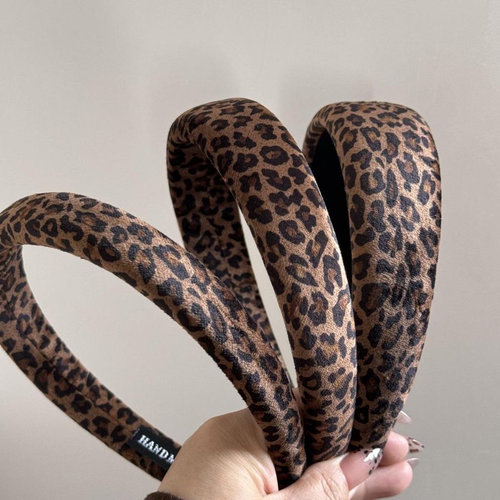 Korean Velvet Leopard Print Double Layer Hair Tie for Women