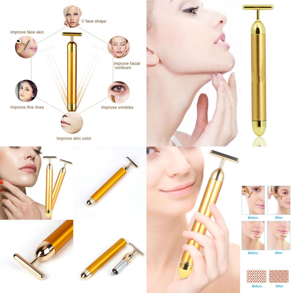 Premium Goldener Gesichts-Massage-Stab Elektrischer Gesichtsmassager Schönheitswerkzeug für Zuhause und Spa-Anwendung
