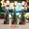 Green Frosted Bottle Brush Christmas Tree Wooden Base(Pack of 3) Small Christmas Tree for Table Home Office Church Decor|Merry Christmas Decorations