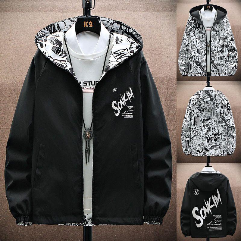 NEU Strewear Printed Fashion Reversible Male God Jacket Männer Dünne Kapuzenjacken Windbreaker Kleidung Übergröße
