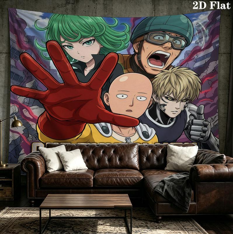 Onepunch Man Wall Tapestry Aesthetic Wall Hanging Printed Fabric Blanket Decorative Tapestries For Bedroom Living Room Home Decor