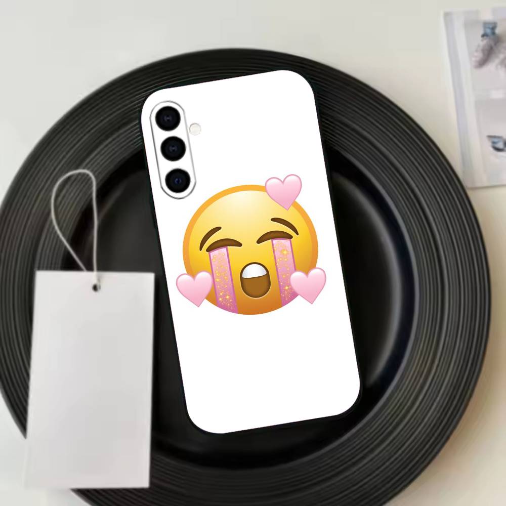 spring emojis Phone Case Black Silicone Soft For Samsung Galaxy A73,A72,A71,A70,A53,A52,A51 Samsung a72
