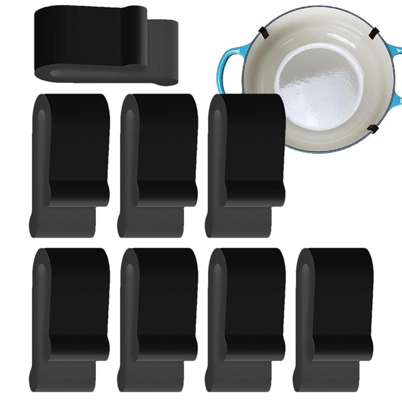 8 Pcs Silicone Oven Lids Bumper Clips 3D Pot Lid Protector Clip For Enameled Cast Iron Cookware Kitchen Cookware Utensil