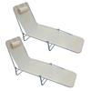 Set van 2 opvouwbare ligstoelen met 4-traps verstelbare rugleuning, metaal en mesh stof, beige