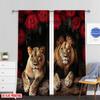 Set Of 2 Flat Printing Curtains Lion Versatile Polyester Without Electricity Holiday Decorations Suitable Home Decor Curtain
