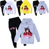 Felpa con Cappuccio e Pantaloni Lunghi in Cotone con Stampa Aphmau per Bambini, Set per Giocare in Inverno e Primavera