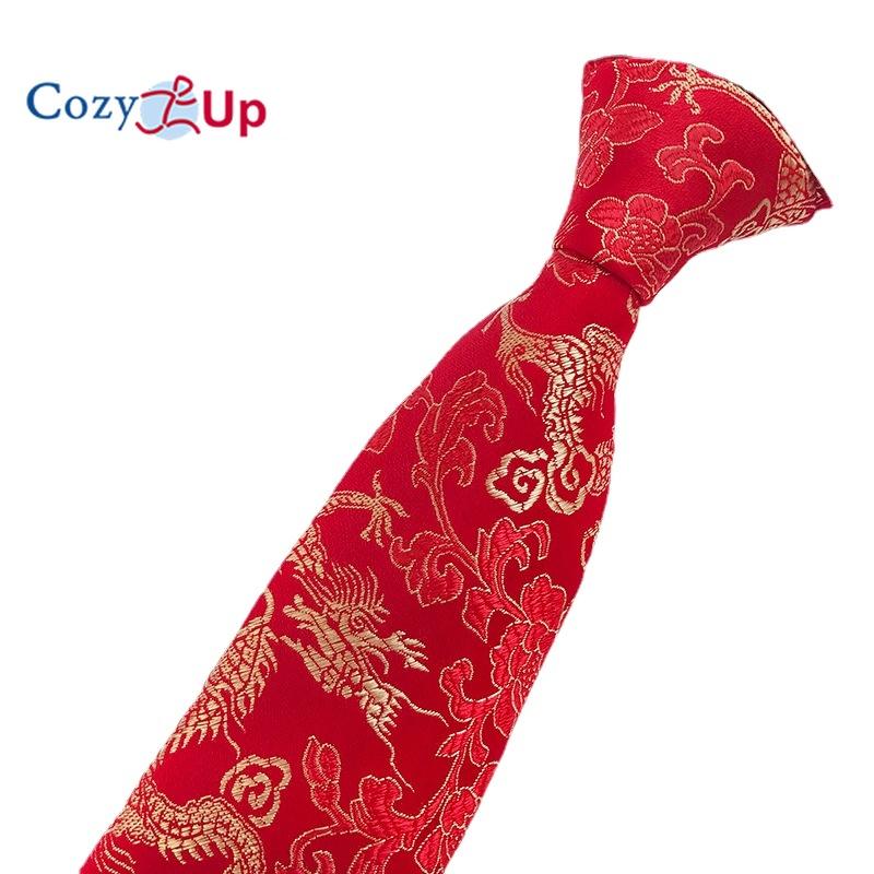 Cozy Up Men Tie Groom Best Man Chinese Dragon Pattern Casual and Fashionable 146x8x3.5cm