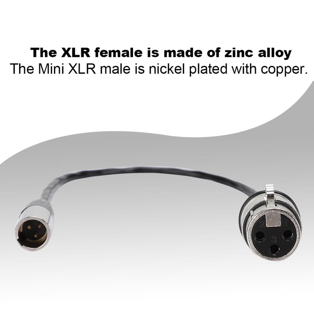 Copper Wire Mini XLR 3pin To XLR 3pin Female Aluminum Foil Shielded Microphone Cable  Daily Use