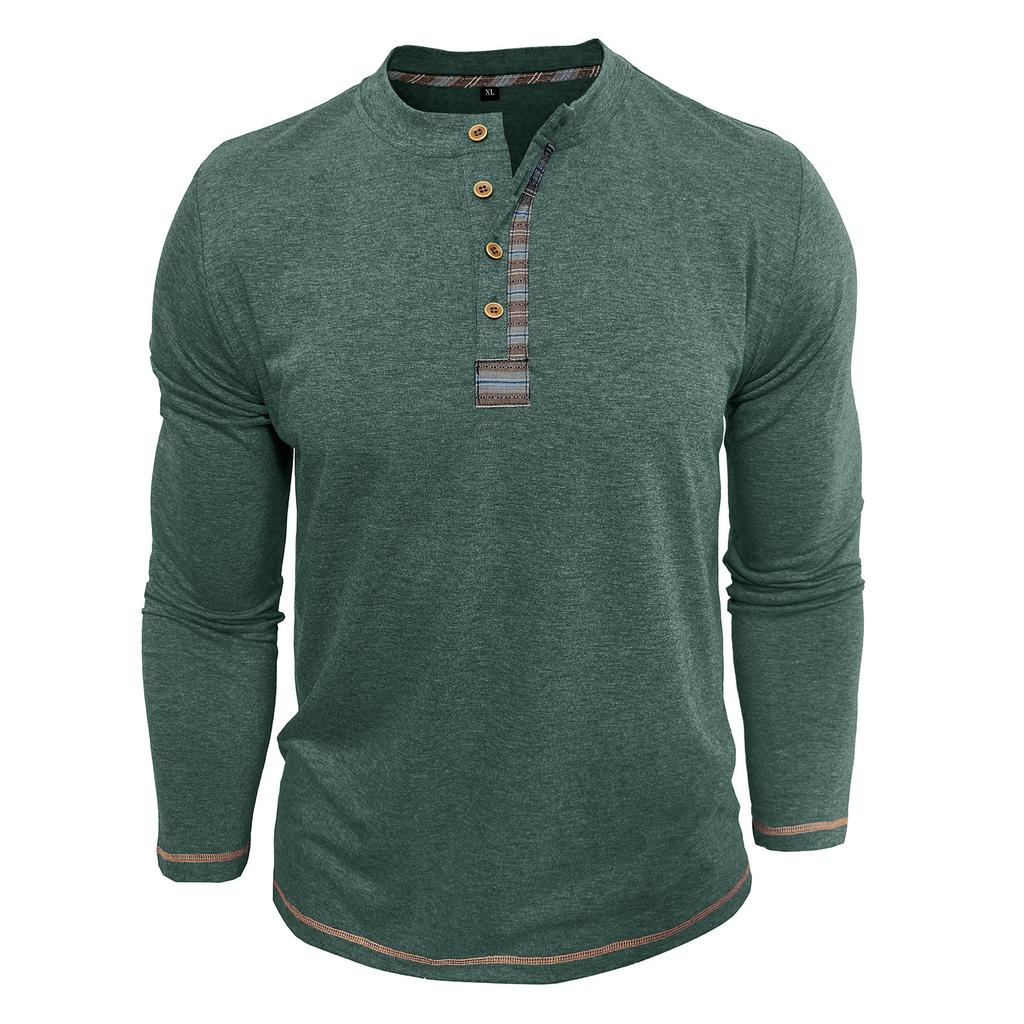 Herren Henley Kragen Langarm T-Shirts Einfarbig Frühling Herbst Freizeit T-Shirt Herren