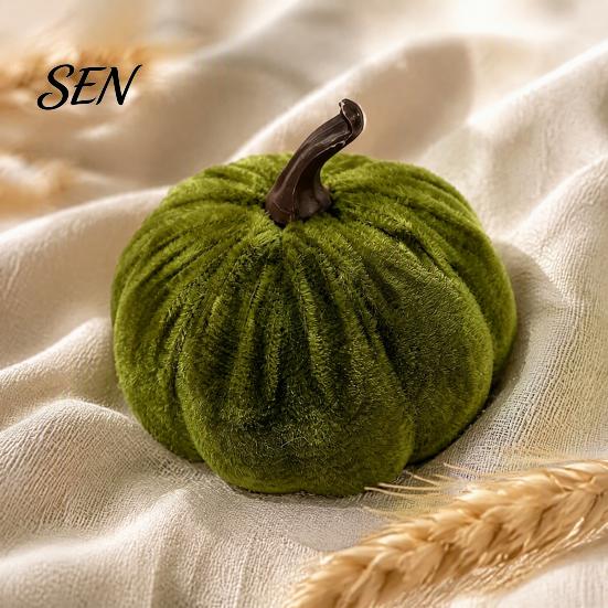 Halloween Table Centerpieces Small Artificial Velvet Pumpkin Decoration, Fall Thanksgiving Soft Stuffed Seasonal Floral Scene Accents Ornament, Autumn