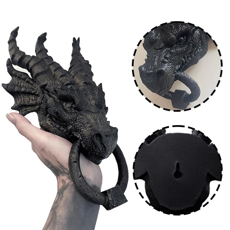 Dragon Door Knocker Goth Home Decor Gothic Home Dragon Wall Decor Dragon Head Statue Decoration For Home Office Decor