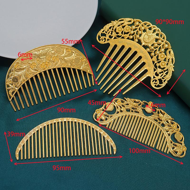 Chinese Hairpin Retro Hair Comb Hanfu Dish Hairpin Hair Ornament Hollow Carved Hair Comb Exquisite Hair Accessories Gifts