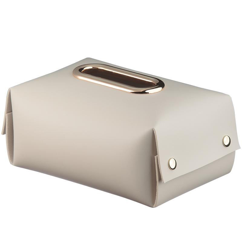 J Nordic style simple modern design living room central table Napkin Holder hand made leather tissue box  Paper Case storage box
