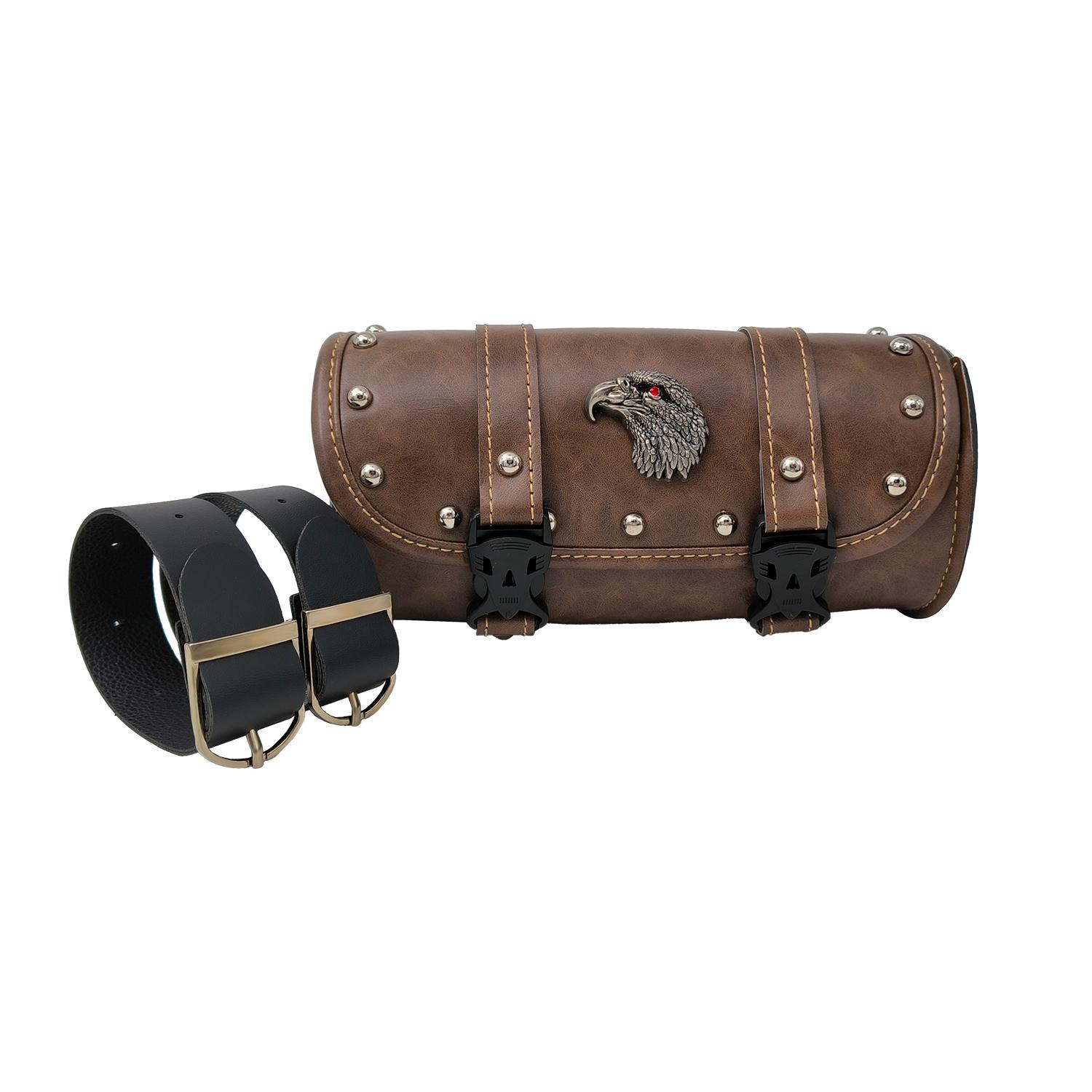 

Vintage Black Brown PU Leather motorbike Side Tool Tail Bag Luggage for Harley Universal Motorcycle Saddle Bag