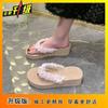 Fashion niche fairy with skirt flip-flops girl summer wear high-end beach thick bottom cool slippers woman 2025