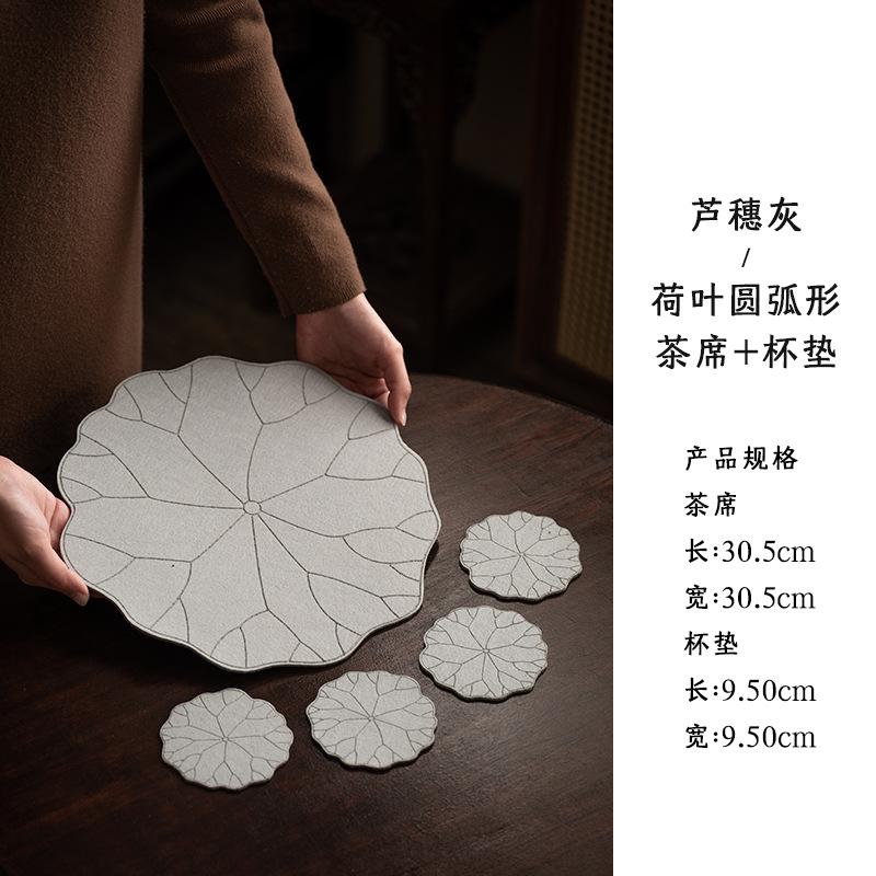 New Chinese cotton and linen lotus leaf coaster coaster home kitchen insulation mat storage mat tea mat