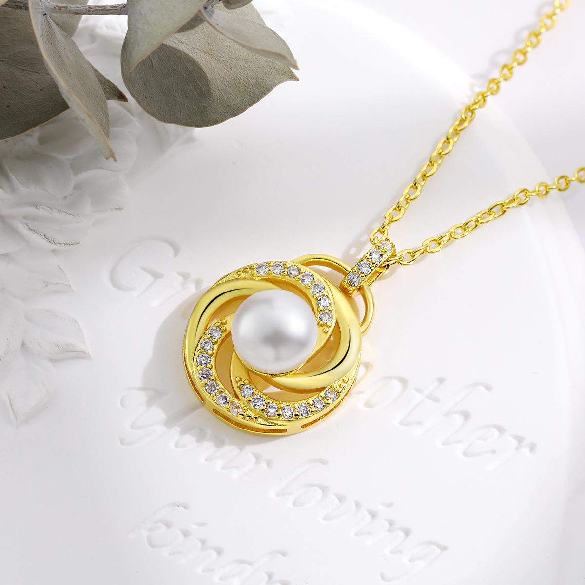 

Вращающаяся подвеска Tide Niche, женская, круглая, с резьбой, чайный цветок, ожерелье из пресноводного жемчуга в японском и корейском стиле