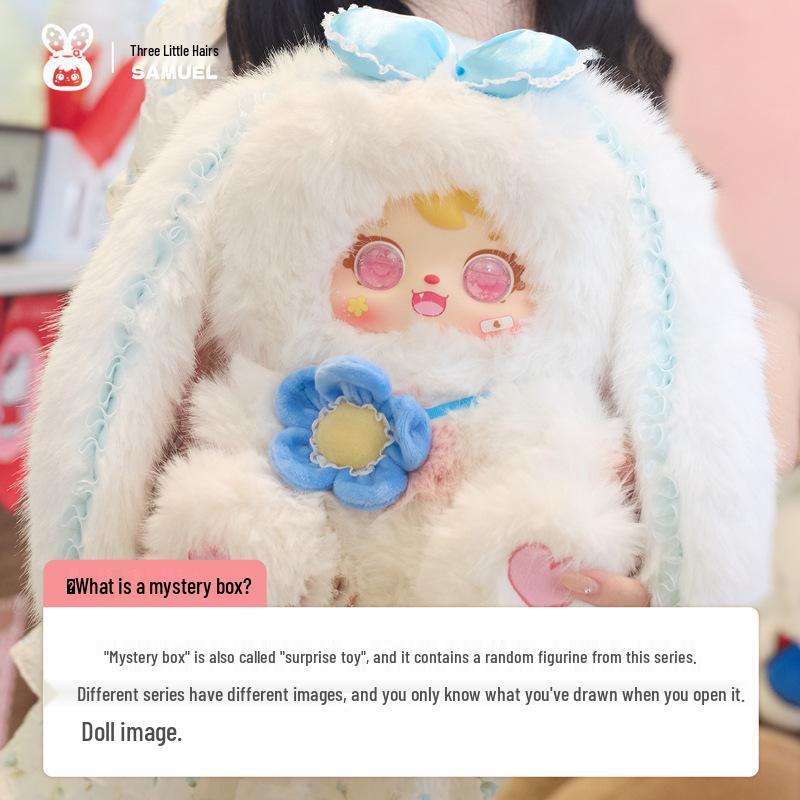 Three White Rabbit Elves 680: Hand-Painted Plush Blind Box Figure - Cute Trendy Toy Pendant