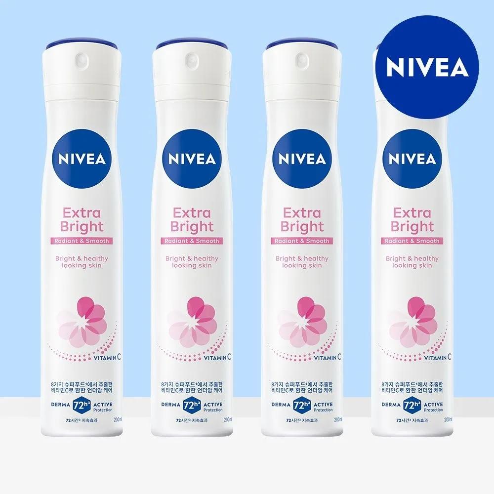 

NIVEA Deodorant Spray Extra Bright 200ml (4 pieces)