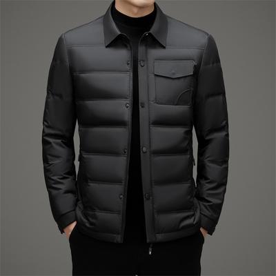 Simple and Light Goose Down Jacket Autumn New Men's Shirt Collar Down Jacket Cold-proof and Warm Down Jacket for Men