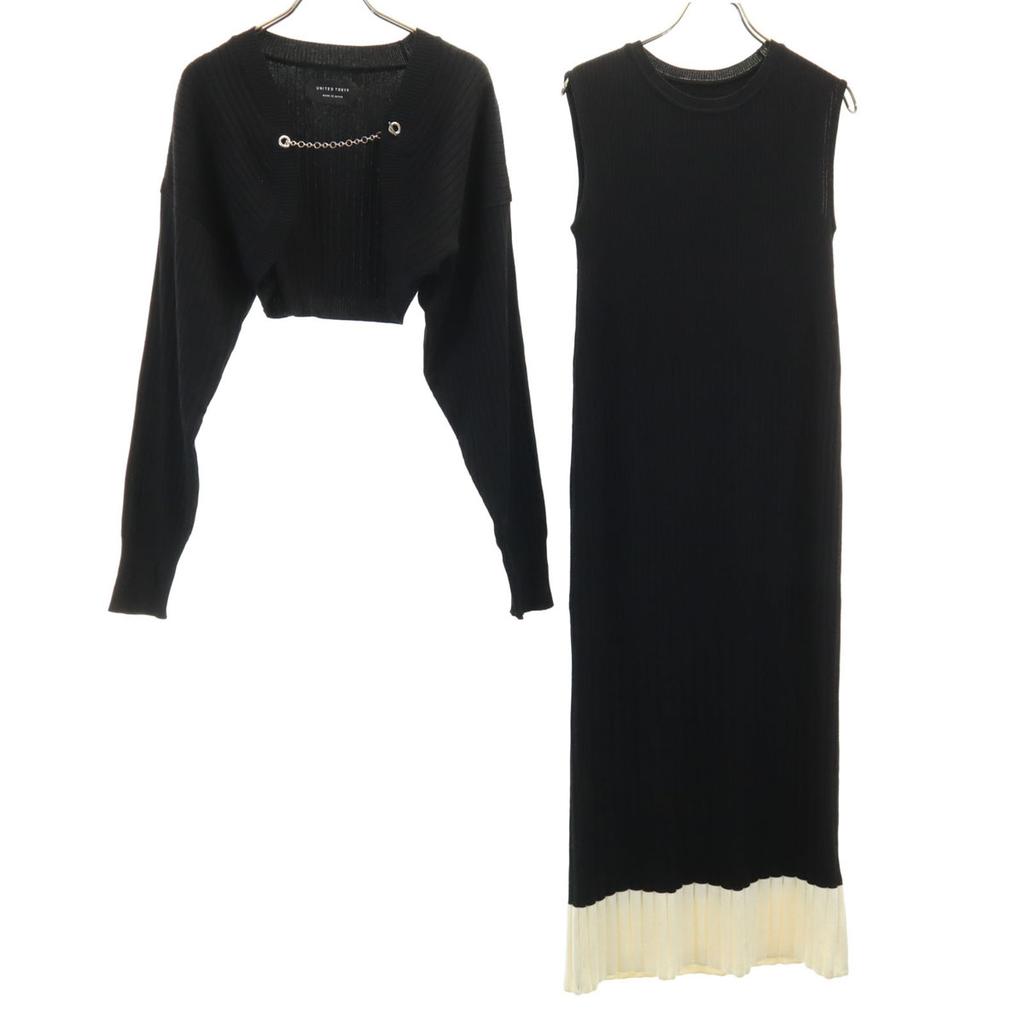 UNITED TOKYO made in Japan No sleeve Combination knit one piece FREE Women Used