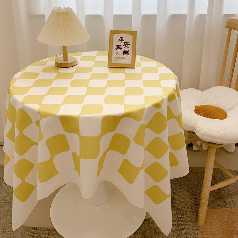 Chessboard Plaid Tablecloth Girl Heart Light Luxury High Sense Coffee Table Cover Student Dormitory Desk Makeup Tablecloth